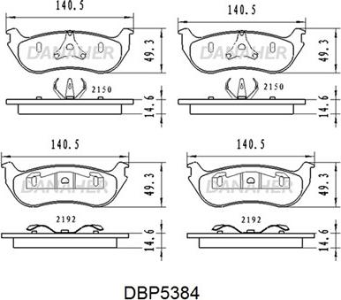 Danaher DBP5384 - Kit de plaquettes de frein, frein à disque cwaw.fr