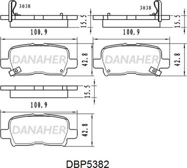 Danaher DBP5382 - Kit de plaquettes de frein, frein à disque cwaw.fr