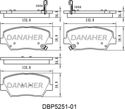 Danaher DBP5251-01 - Kit de plaquettes de frein, frein à disque cwaw.fr