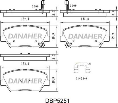 Danaher DBP5251 - Kit de plaquettes de frein, frein à disque cwaw.fr