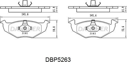 Danaher DBP5263 - Kit de plaquettes de frein, frein à disque cwaw.fr