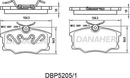 Danaher DBP5205/1 - Kit de plaquettes de frein, frein à disque cwaw.fr