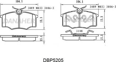 Danaher DBP5205 - Kit de plaquettes de frein, frein à disque cwaw.fr