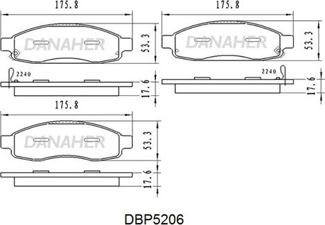 Danaher DBP5206 - Kit de plaquettes de frein, frein à disque cwaw.fr