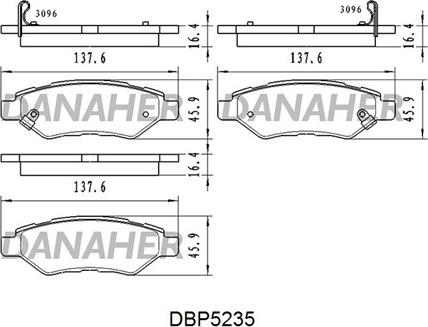 Danaher DBP5235 - Kit de plaquettes de frein, frein à disque cwaw.fr