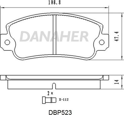 Danaher DBP523 - Kit de plaquettes de frein, frein à disque cwaw.fr