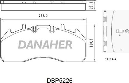 Danaher DBP5226 - Kit de plaquettes de frein, frein à disque cwaw.fr