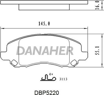 Danaher DBP5220 - Kit de plaquettes de frein, frein à disque cwaw.fr