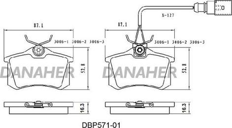 Danaher DBP571-01 - Kit de plaquettes de frein, frein à disque cwaw.fr