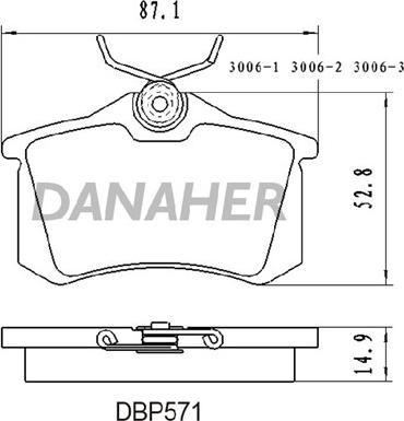 Danaher DBP571 - Kit de plaquettes de frein, frein à disque cwaw.fr