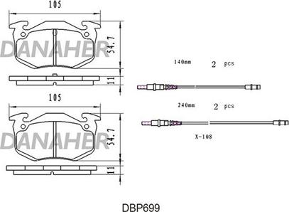 Danaher DBP699 - Kit de plaquettes de frein, frein à disque cwaw.fr