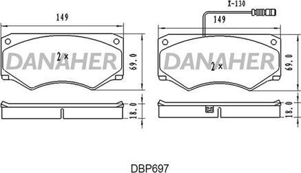 Danaher DBP697 - Kit de plaquettes de frein, frein à disque cwaw.fr