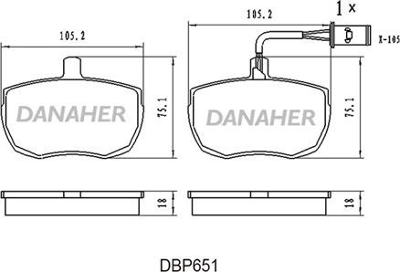 Danaher DBP651 - Kit de plaquettes de frein, frein à disque cwaw.fr