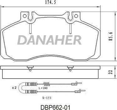 Danaher DBP662-01 - Kit de plaquettes de frein, frein à disque cwaw.fr