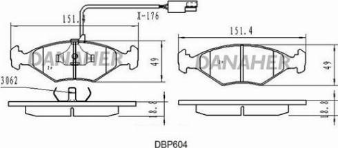 Danaher DBP604 - Kit de plaquettes de frein, frein à disque cwaw.fr