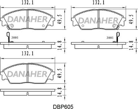 Danaher DBP605 - Kit de plaquettes de frein, frein à disque cwaw.fr