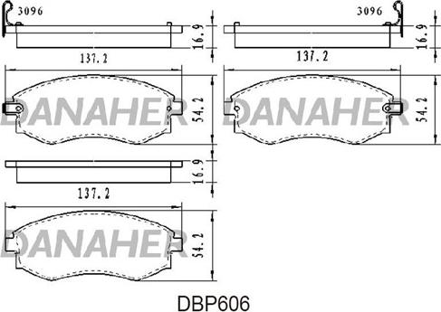 Danaher DBP606 - Kit de plaquettes de frein, frein à disque cwaw.fr