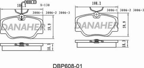 Danaher DBP608-01 - Kit de plaquettes de frein, frein à disque cwaw.fr