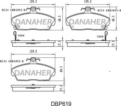 Danaher DBP619 - Kit de plaquettes de frein, frein à disque cwaw.fr