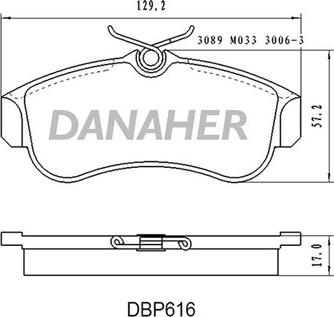 Danaher DBP616 - Kit de plaquettes de frein, frein à disque cwaw.fr