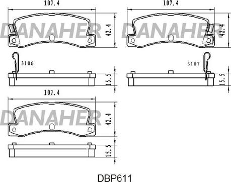 Danaher DBP611 - Kit de plaquettes de frein, frein à disque cwaw.fr