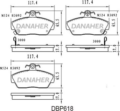 Danaher DBP618 - Kit de plaquettes de frein, frein à disque cwaw.fr