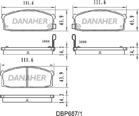 Danaher DBP687/1 - Kit de plaquettes de frein, frein à disque cwaw.fr