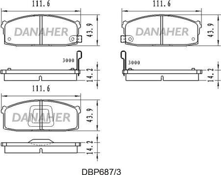 Danaher DBP687/3 - Kit de plaquettes de frein, frein à disque cwaw.fr