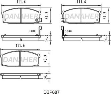 Danaher DBP687 - Kit de plaquettes de frein, frein à disque cwaw.fr