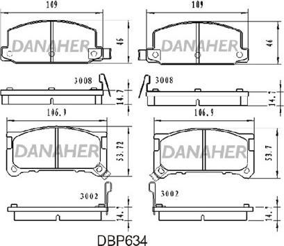 Danaher DBP634 - Kit de plaquettes de frein, frein à disque cwaw.fr