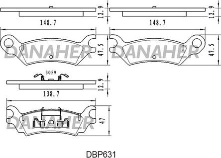 Danaher DBP631 - Kit de plaquettes de frein, frein à disque cwaw.fr