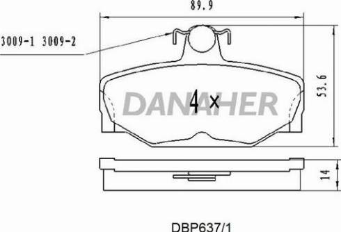 Danaher DBP637/1 - Kit de plaquettes de frein, frein à disque cwaw.fr