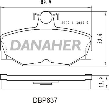 Danaher DBP637 - Kit de plaquettes de frein, frein à disque cwaw.fr