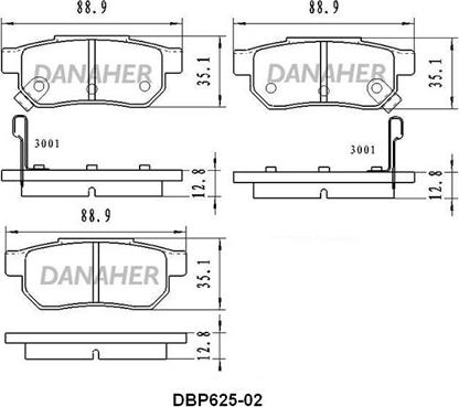 Danaher DBP625-02 - Kit de plaquettes de frein, frein à disque cwaw.fr