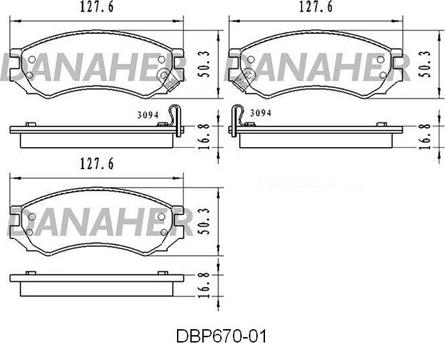 Danaher DBP670-01 - Kit de plaquettes de frein, frein à disque cwaw.fr