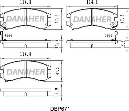 Danaher DBP671 - Kit de plaquettes de frein, frein à disque cwaw.fr