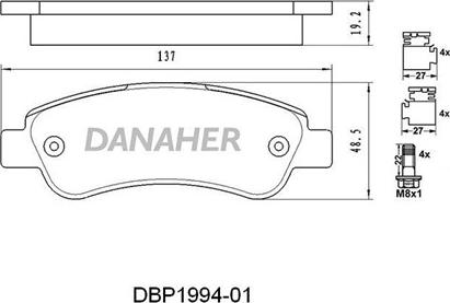 Danaher DBP1994-01 - Kit de plaquettes de frein, frein à disque cwaw.fr