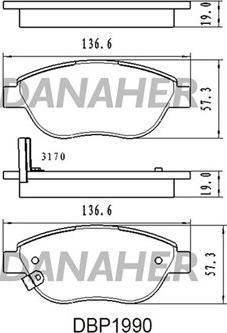 Danaher DBP1990 - Kit de plaquettes de frein, frein à disque cwaw.fr