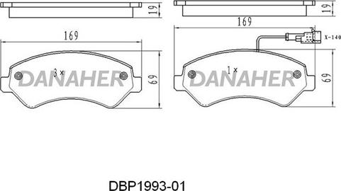 Danaher DBP1993-01 - Kit de plaquettes de frein, frein à disque cwaw.fr