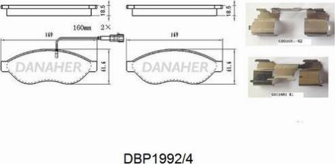 Danaher DBP1992/4 - Kit de plaquettes de frein, frein à disque cwaw.fr