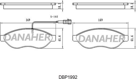 Danaher DBP1992 - Kit de plaquettes de frein, frein à disque cwaw.fr