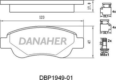 Danaher DBP1949-01 - Kit de plaquettes de frein, frein à disque cwaw.fr