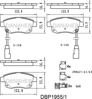 Danaher DBP1955/1 - Kit de plaquettes de frein, frein à disque cwaw.fr