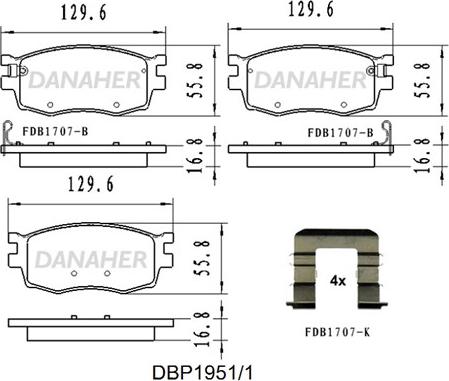 Danaher DBP1951/1 - Kit de plaquettes de frein, frein à disque cwaw.fr