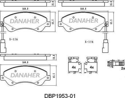 Danaher DBP1953-01 - Kit de plaquettes de frein, frein à disque cwaw.fr