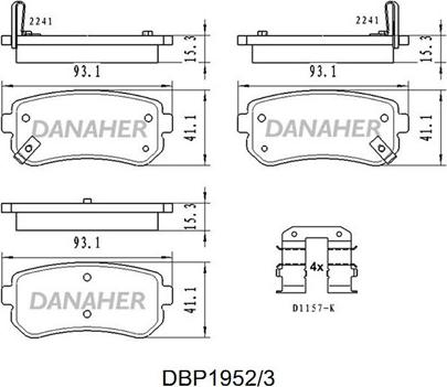 Danaher DBP1952/3 - Kit de plaquettes de frein, frein à disque cwaw.fr