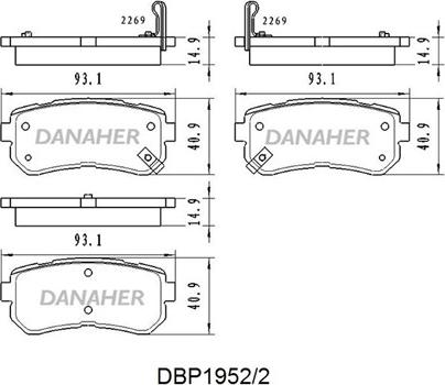 Danaher DBP1952/2 - Kit de plaquettes de frein, frein à disque cwaw.fr