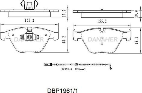 Danaher DBP1961/1 - Kit de plaquettes de frein, frein à disque cwaw.fr