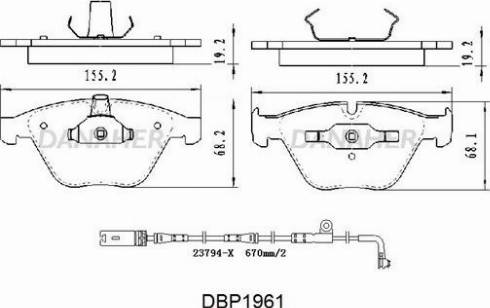 Danaher DBP1961 - Kit de plaquettes de frein, frein à disque cwaw.fr