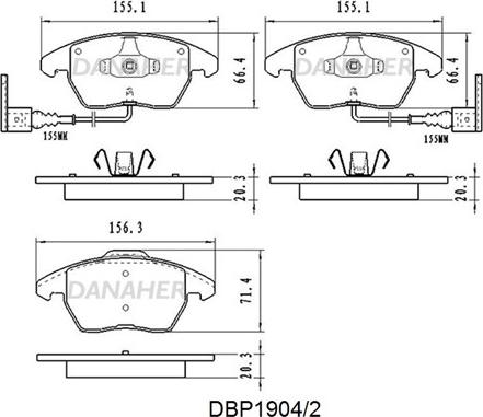 Danaher DBP1904/2 - Kit de plaquettes de frein, frein à disque cwaw.fr